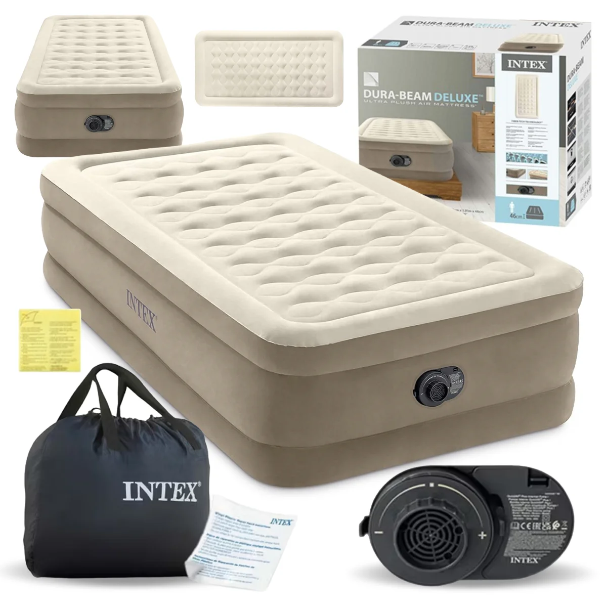 Materac dmuchany Intex 64426ND z pompką 191x99x46 jednoosobowy wysoki - zdjęcie 3