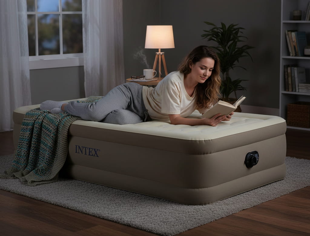 Materac dmuchany Intex 64426ND z pompką 191x99x46 jednoosobowy wysoki - zdjęcie 14