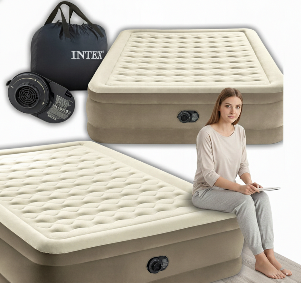 Materac dmuchany Intex 64428 dla 2 osób welurowy z pompką - zdjęcie 3