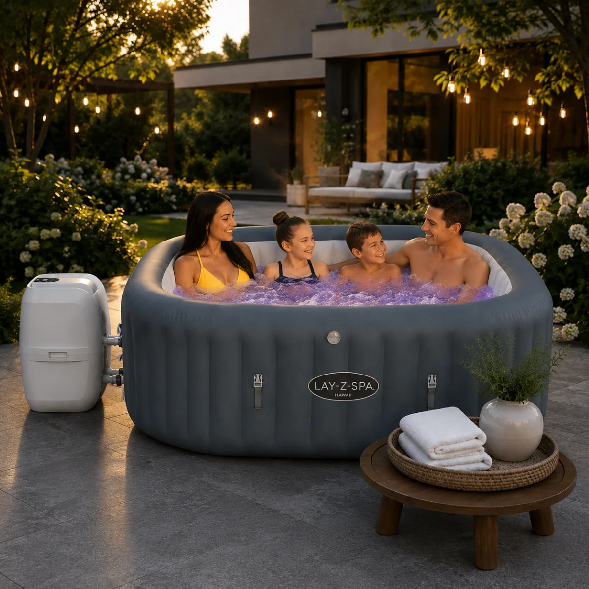 Zestaw lampka LED + Jacuzzi SPA ogrodowe Bestway 60031 Hawaii HydroJet Pro 6osobowe 180 cm WiFi