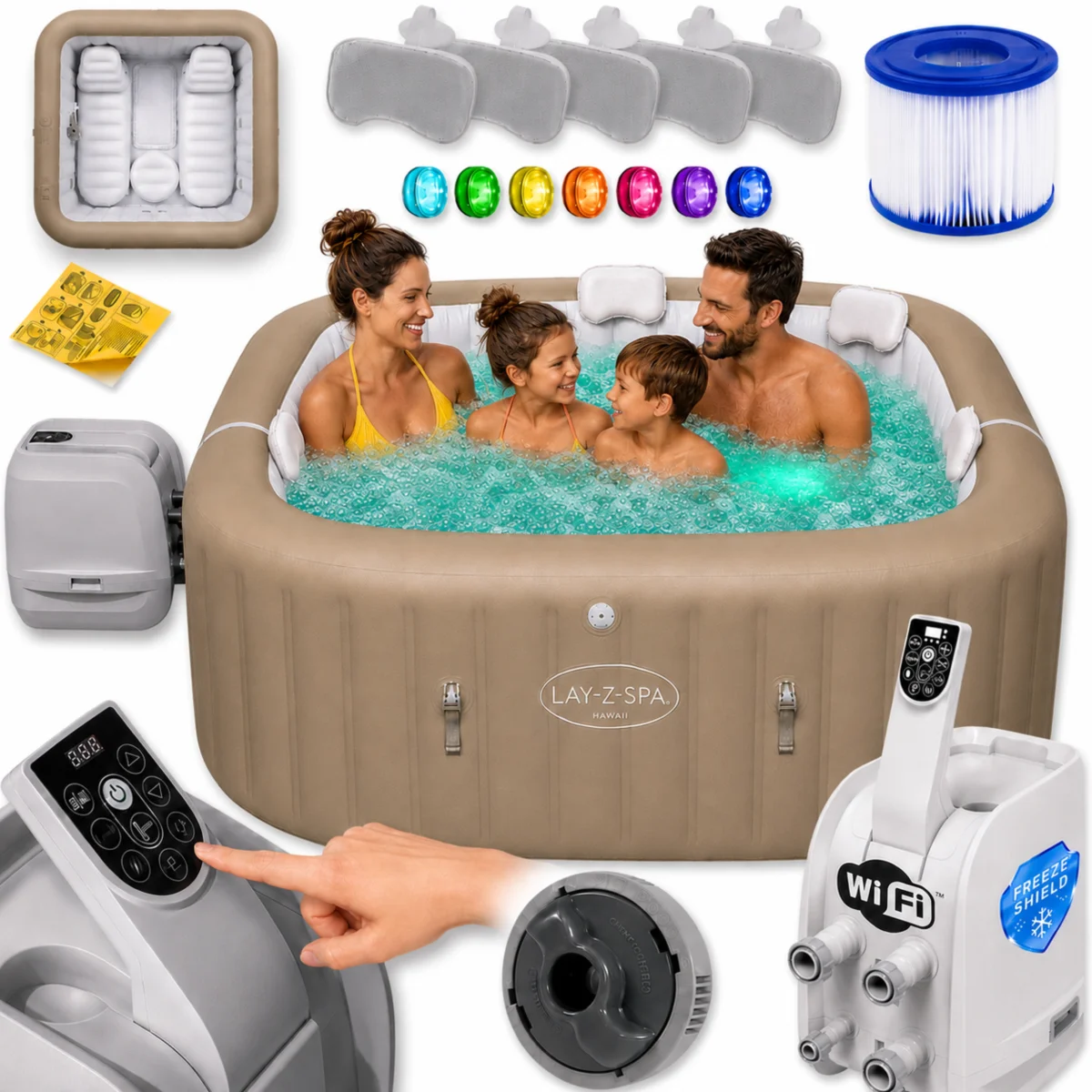 SPA ogrodowe Bestway 6005E Lay-Z Palma HydroJet Pro 7 os. Wi-Fi LED Premium -