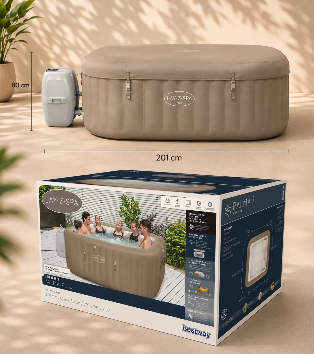 SPA ogrodowe Bestway 6005E Lay-Z Palma HydroJet Pro 7 os. Wi-Fi LED Premium -