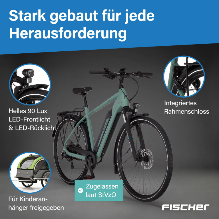 Rower elektryczny trekkingowy Fischer VIATOR 2.1 ACTIVE 28″ RH 55 cm 459 Wh