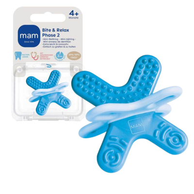 Gryzak MAM Bite & Relax Phase 2 dla niemowląt 4m+ niebieski zęby trzonowe