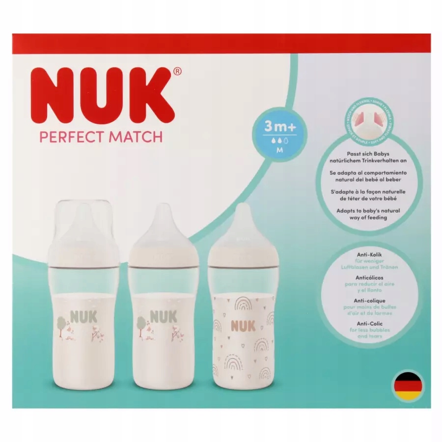 Butelki NUK Perfect Match 260ml Antykolkowe Zestaw 3 szt