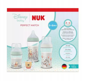 Zestaw 3 szt Butelek NUK Perfect Match + Smoczek uspokajający Disney 0-6m