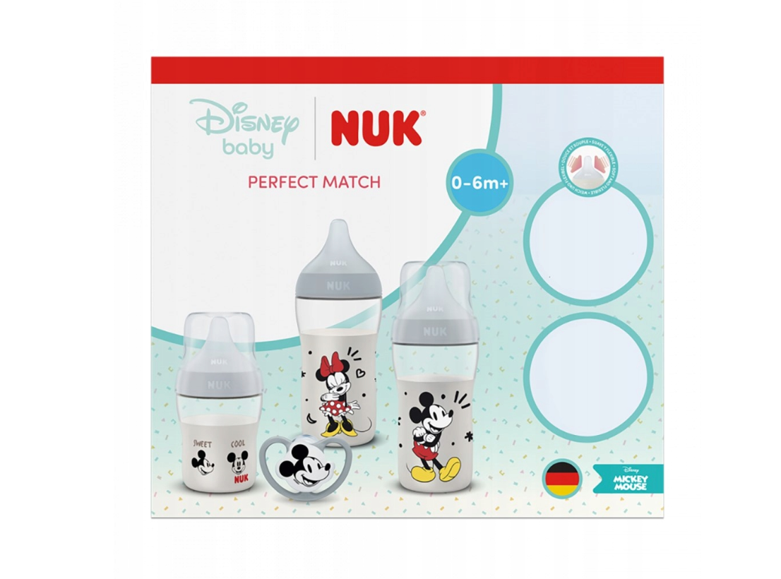 Zestaw 3 szt Antykolkowe Butelki NUK Perfect Match Disney Wskaźnikiem Temp