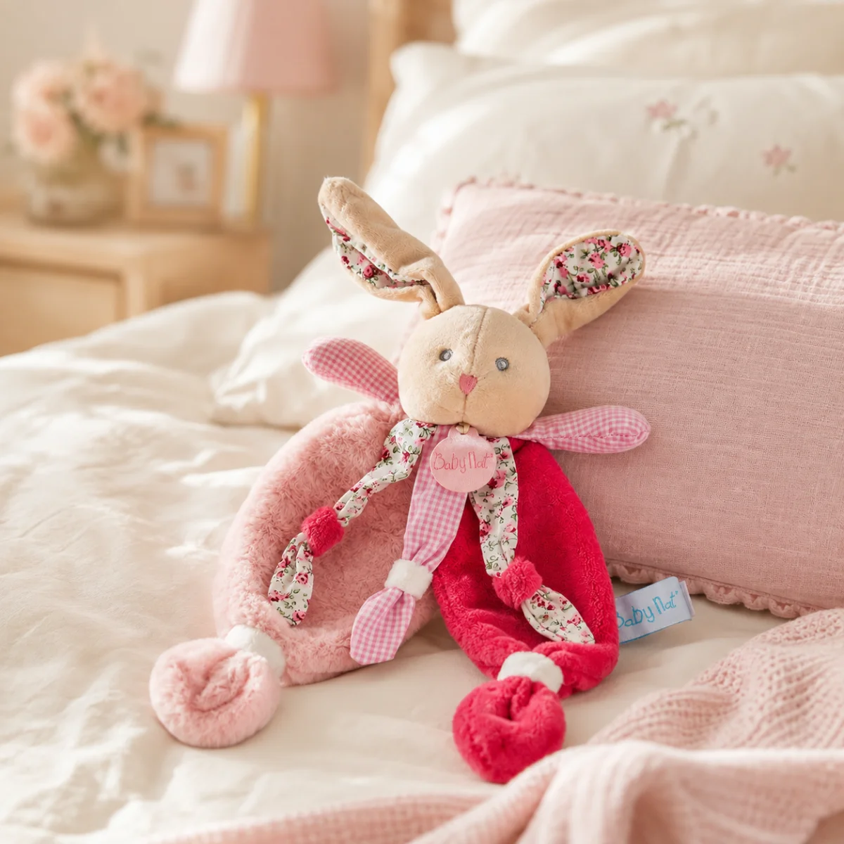 Baby Nat' Przytulanka Króliczek Poupi Różowy Doudou Miękka Peluszka 29cm #zdjecie1
