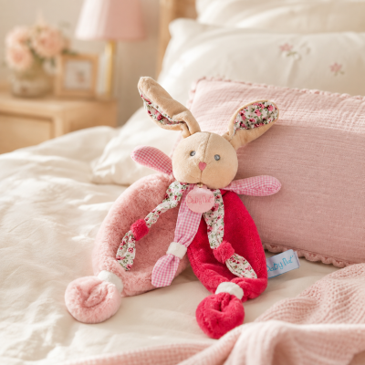Baby Nat' Przytulanka Króliczek Poupi Różowy Doudou Miękka Peluszka 29cm #zdjecie1