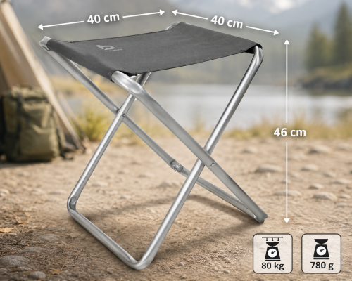 Taboret turystyczny Bo-Camp składany aluminium 40x40x46 cm do 80 kg szary #zdjecie7