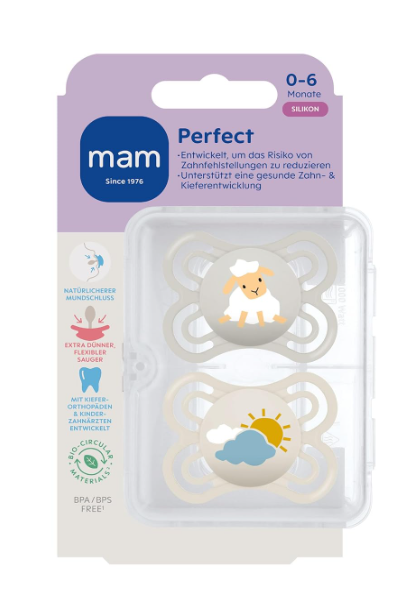 Smoczek MAM Perfect Silikon 0-6m 2szt Owca Słońce Pudełko Sterylizacyjne #zdjecie6