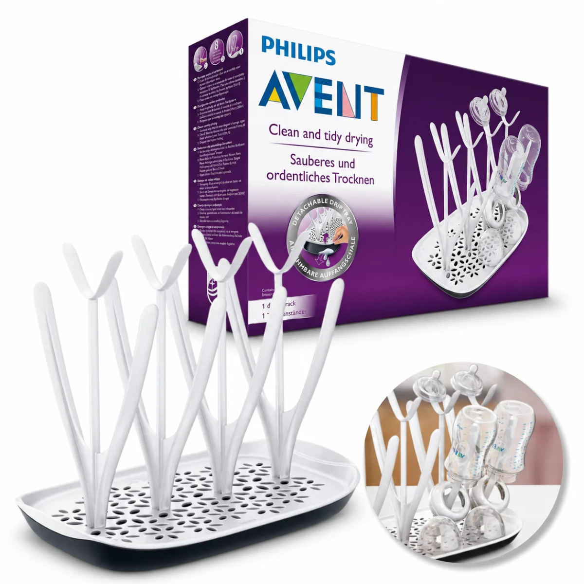 Philips Avent SCF149 Suszarka Ociekacz na Butelki 8 szt Biała Tacka #zdjecie2