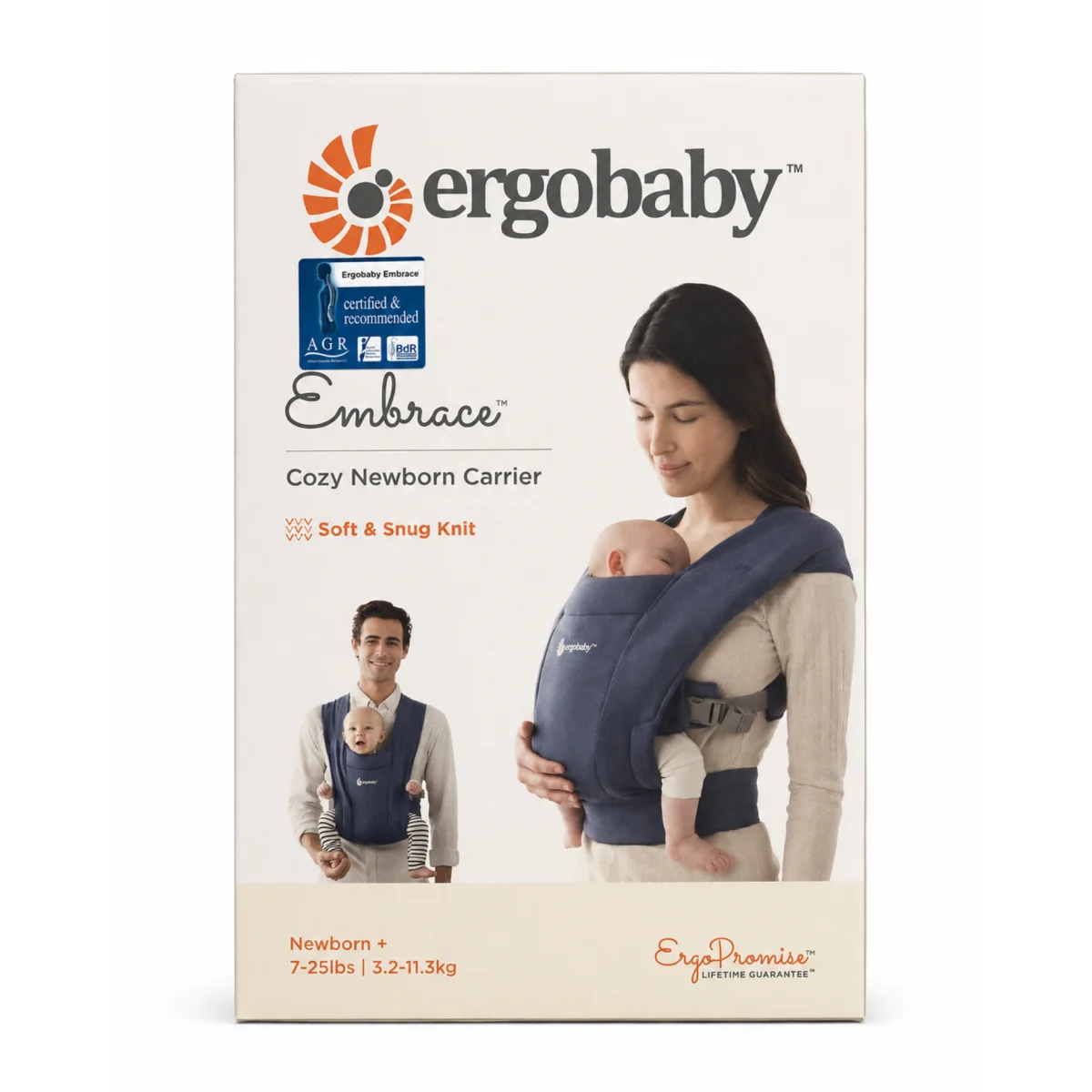 Nosidełko Ergobaby Embrace Soft Knit 3,2-11,3kg Od Urodzenia Soft Navy #zdjecie4