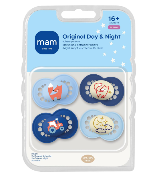 Smoczki MAM Original Day Night Matt 16m+ 4szt Silikon Świecące Chłopięce #zdjecie4