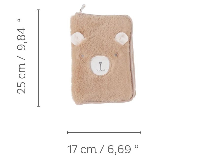 Noukie's okładka na książeczkę zdrowia miś futerko zamek etui 25x17cm #zdjecie3