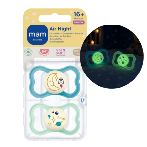 Smoczki MAM Air Night 16m+ 2szt świecące silikon SkinSoft księżyc kosmos #zdjecie7