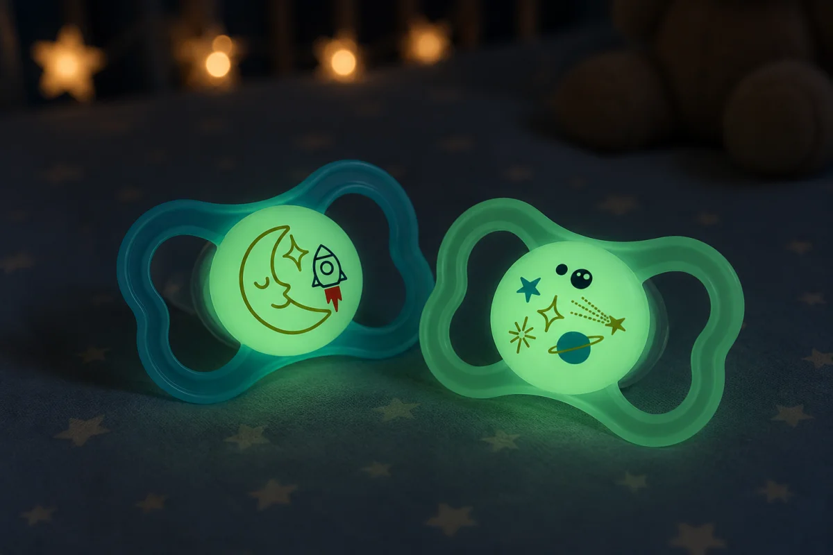 Smoczki MAM Air Night 16m+ 2szt świecące silikon SkinSoft księżyc kosmos #zdjecie5