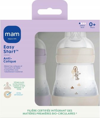 Butelki antykolkowe MAM Easy Start 160ml 2szt 0m+ smoczek 1 liliowe #zdjecie1