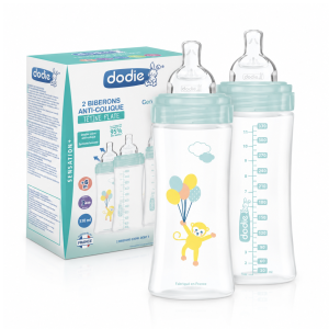 Butelki antykolkowe Dodie Sensation+ 330ml 2szt 6m+ przepływ 3 zielone #zdjecie1