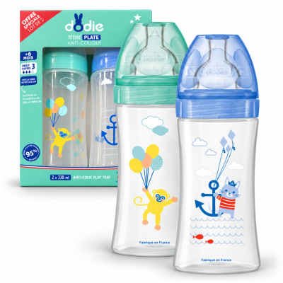 Butelki antykolkowe Dodie Sensation+ 330ml 2szt 6m+ przepływ 3 zielone #zdjecie4
