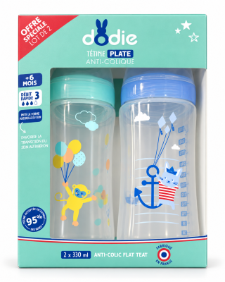 Butelki antykolkowe Dodie Sensation+ 330ml 2szt 6m+ przepływ 3 zielone #zdjecie2