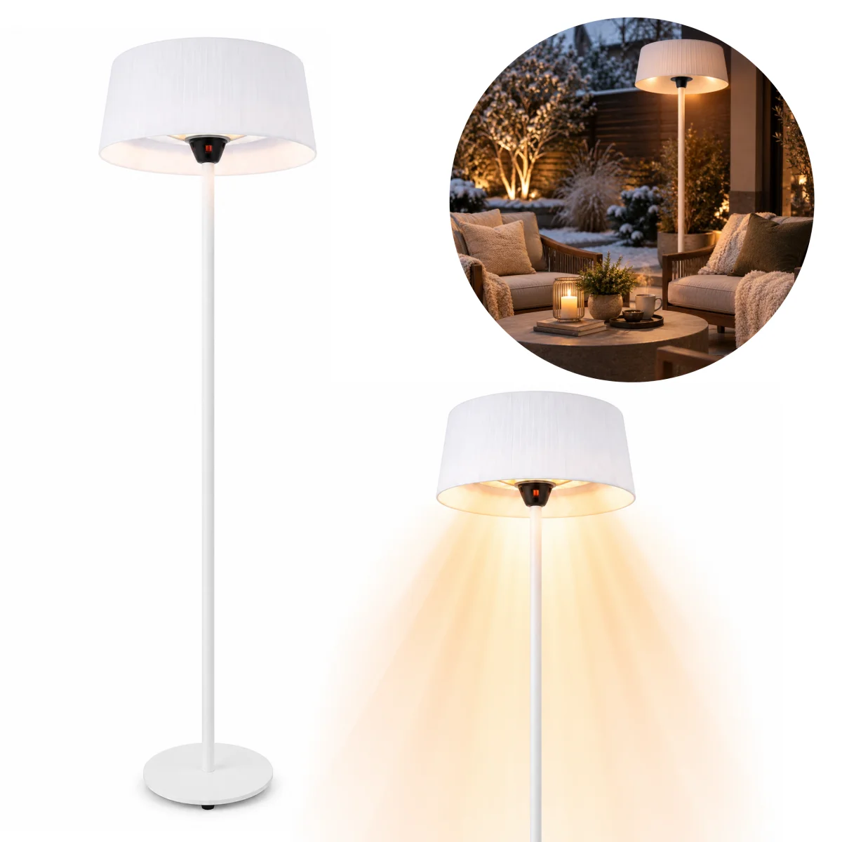 Lampa grzewcza tarasowa Sunred promiennik podczerwieni 2100W stojący biała #zdjecie4