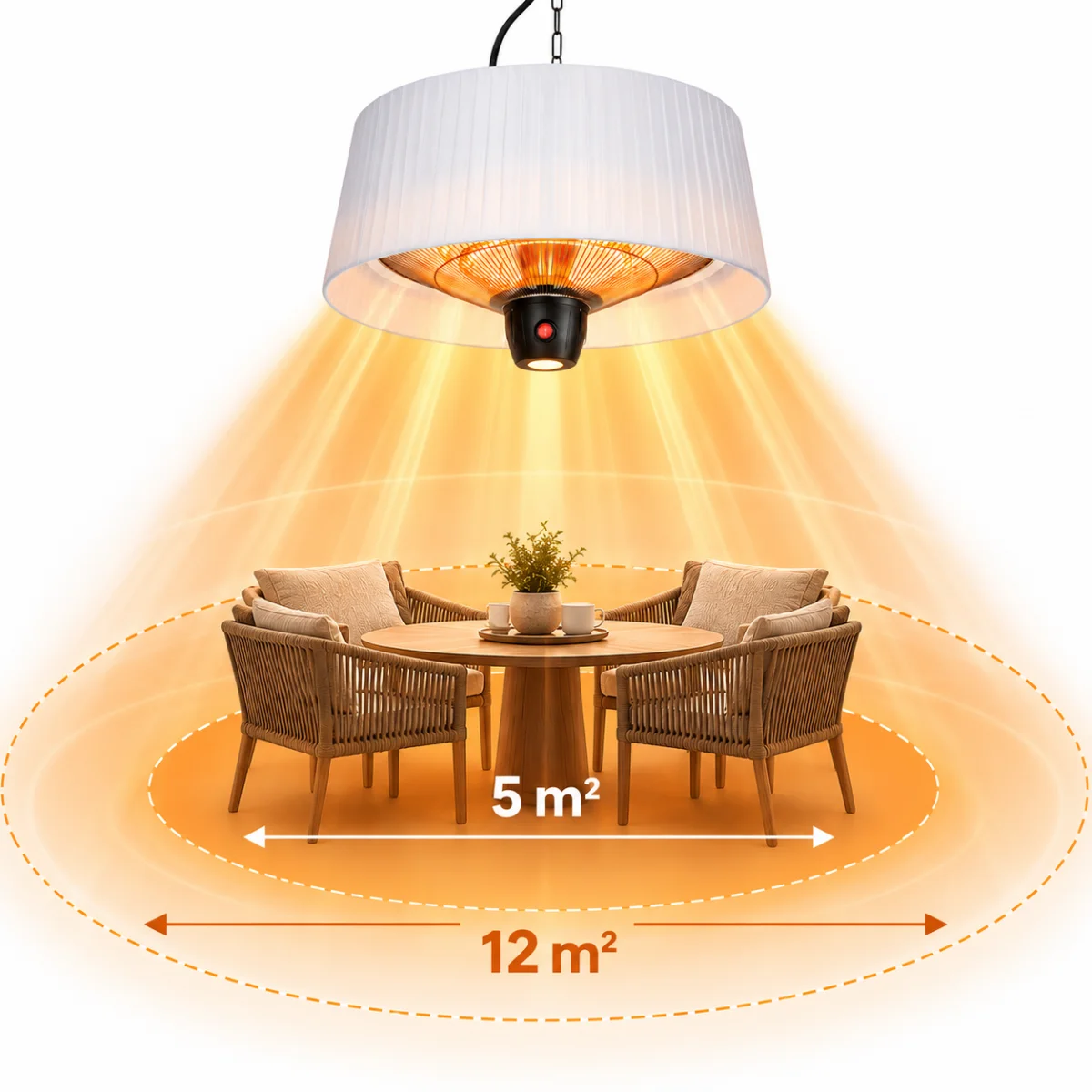 Lampa grzewcza wisząca Sunred 1500W promiennik podczerwieni z pilotem LED #zdjecie8