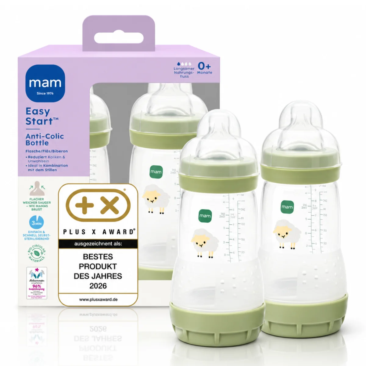 Butelki antykolkowe MAM Easy Start 160ml 2szt 0m+ smoczek 1 Zielone #zdjecie1
