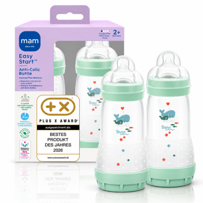 Butelki antykolkowe MAM Easy Start 260ml 2szt 2m+ samosterylizacja miętowe #zdjecie3