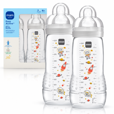 Butelka MAM Easy Active 330ml Zestaw 2szt 4m+ smoczek 2 SkinSoft rakieta #zdjecie1