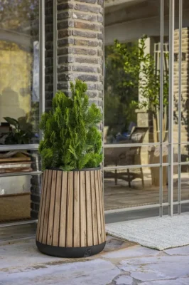 Donica Wysoka Keter Deco Conic Tall Planter Mrozoodporna Efekt Drewna UV #zdjecie1