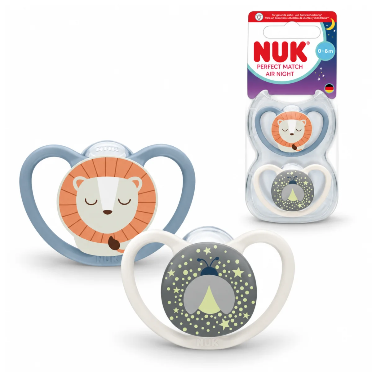 Smoczek NUK Perfect Match Air Night 0-6m 2szt świecący silikon pudełko #zdjecie3
