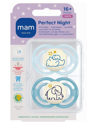 Smoczki MAM Perfect Night 16m+ 2szt świecące silikon słonik pudełko #zdjecie3