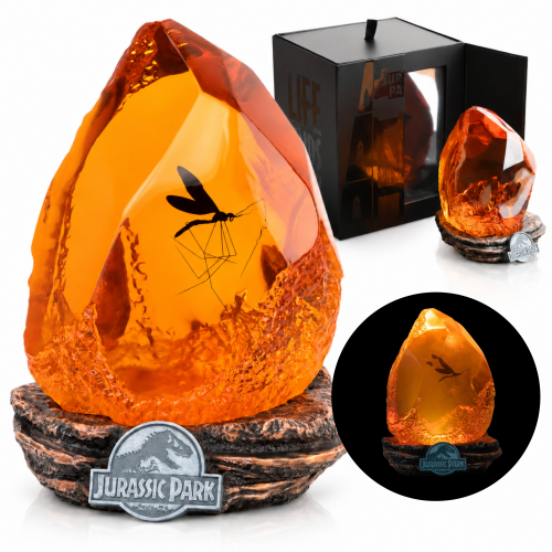 Lampka Jurassic Park bursztyn z komarem 13cm ciepłe światło USB-C żywica #zdjecie13