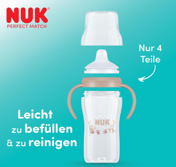 Butelka do nauki picia NUK Perfect Match 260ml 6m+ uchwyty niekapek małpka #zdjecie4