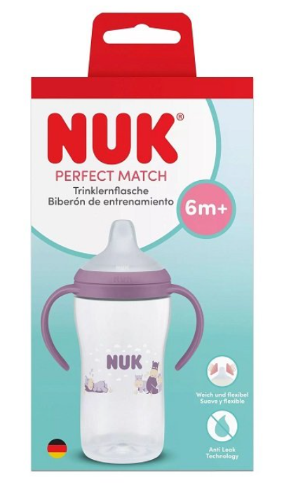 Butelka do nauki picia NUK Perfect Match 260ml 6m+ uchwyty fioletowa hipcio #zdjecie8