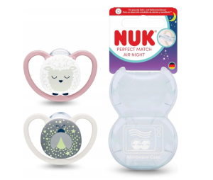 Smoczek 2szt NUK Perfect Match Air Night 6-18m silikon etui owca świecące #zdjecie7