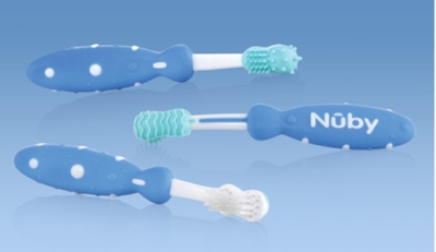 Szczoteczka do zębów dla niemowląt Nuby zestaw 3 szt 3m+ 6m+ 12m+ niebieska #zdjecie3