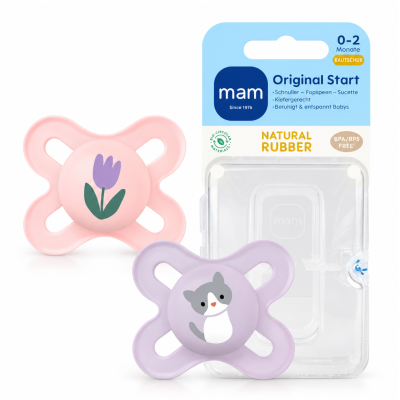 Smoczki MAM Original Start 0-2m 2szt silikon sterylizator tulipan kotek #zdjecie1