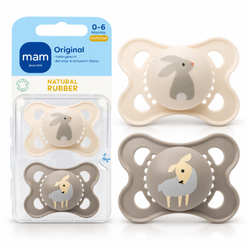 Smoczki MAM Original 0-6m 2szt kauczuk naturalny lateks owca zając #zdjecie3