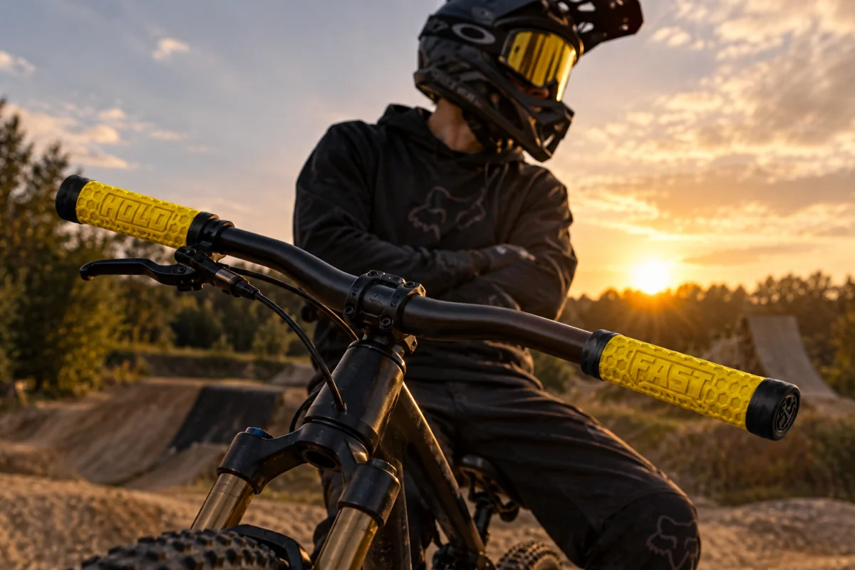 Gripy Rowerowe NS Bikes Hold Fast VEX III Żółte Yellow Obejmy Lock-On DJ #zdjecie6