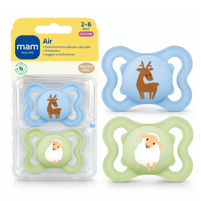 Smoczki MAM Air 2-6m 2szt silikon ażurowa tarcza pudełko jeleń owca #zdjecie2