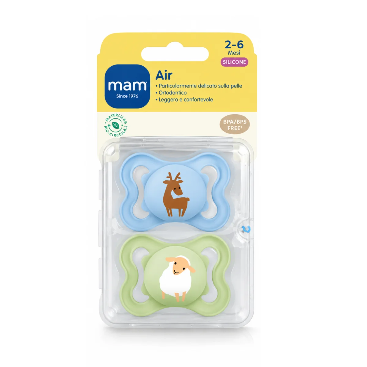 Smoczki MAM Air 2-6m 2szt silikon ażurowa tarcza pudełko jeleń owca #zdjecie1