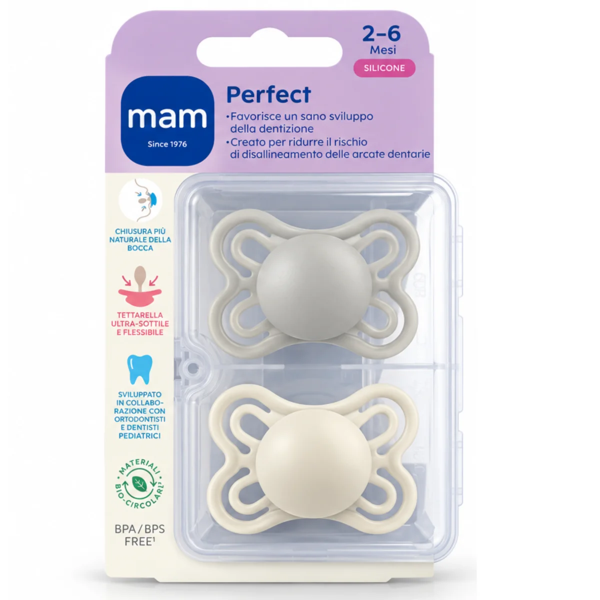 Smoczki MAM Perfect 2-6m 2szt silikon ortodontyczne pudełko mikrofala #zdjecie3