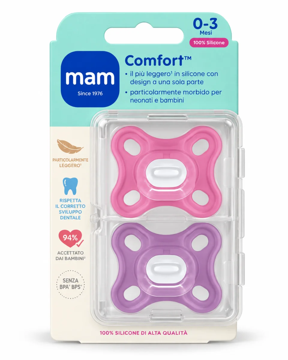 Smoczki MAM Comfort 0-3m 2szt 100% silikon lekkie miękkie fioletowe #zdjecie2