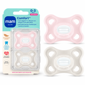 Smoczki MAM Comfort 0-3m 2szt 100% silikon lekkie miękkie róż beż #zdjecie4