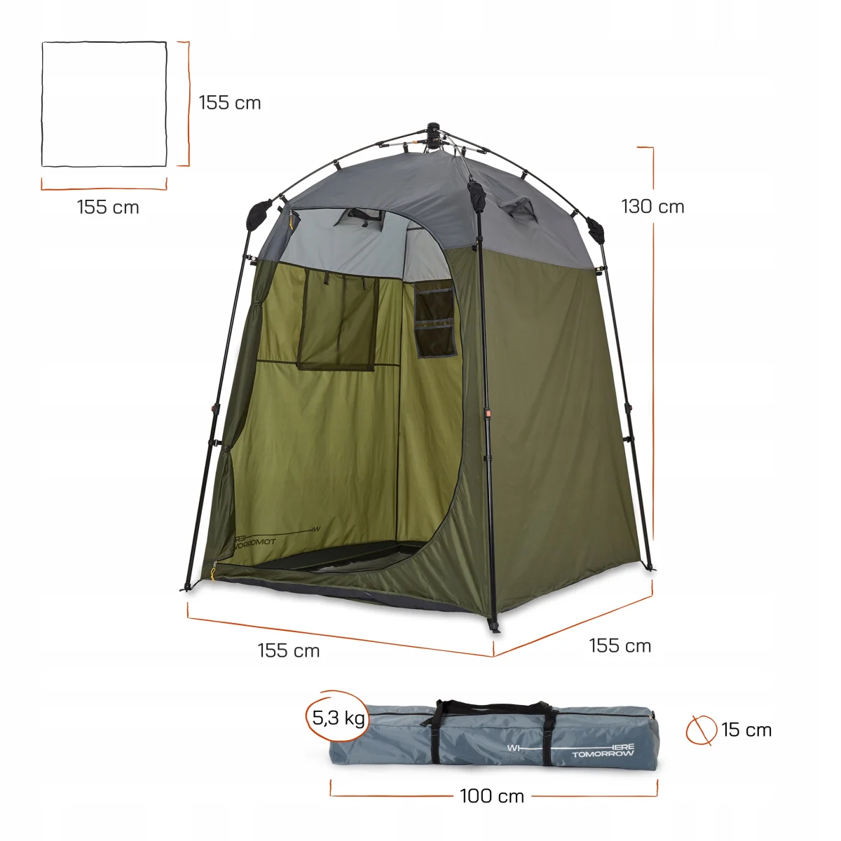 Namiot Prysznicowy WC Przebieralnia Lumaland Quick-Up 155x155x220cm Kemping #zdjecie1