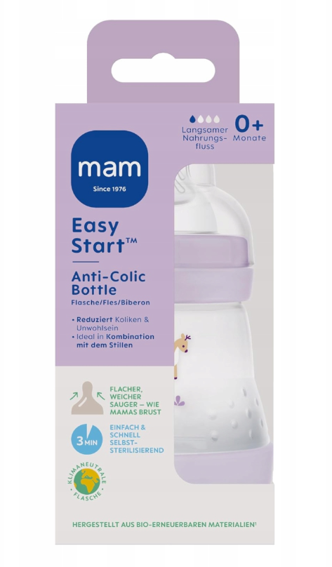 Butelka antykolkowa dla niemowląt MAM Easy Start 160ml 0m+  Fiolet #zdjecie3