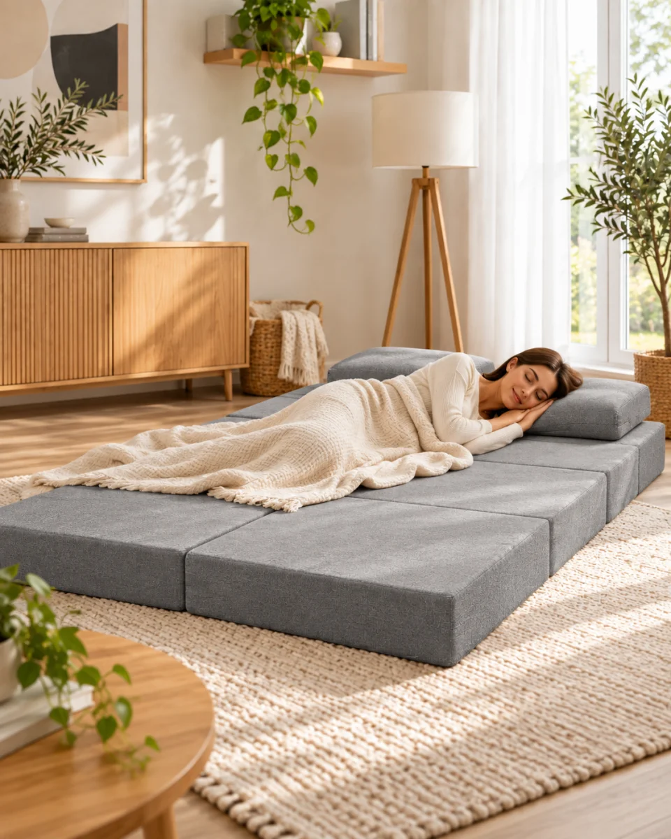 Sofa Rozkładana Materac Składany 140x200 Piankowy dla Gości Kanapa Fotel #zdjecie4