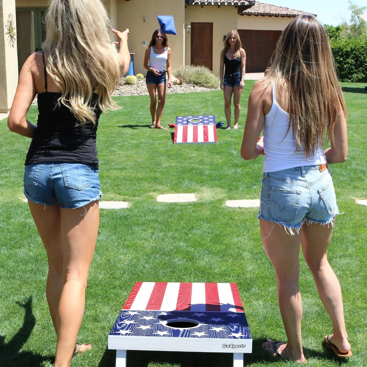 Gra Ogrodowa Cornhole GoSports Flaga Amerykańska Drewno 120x60 Worek Torba #zdjecie1